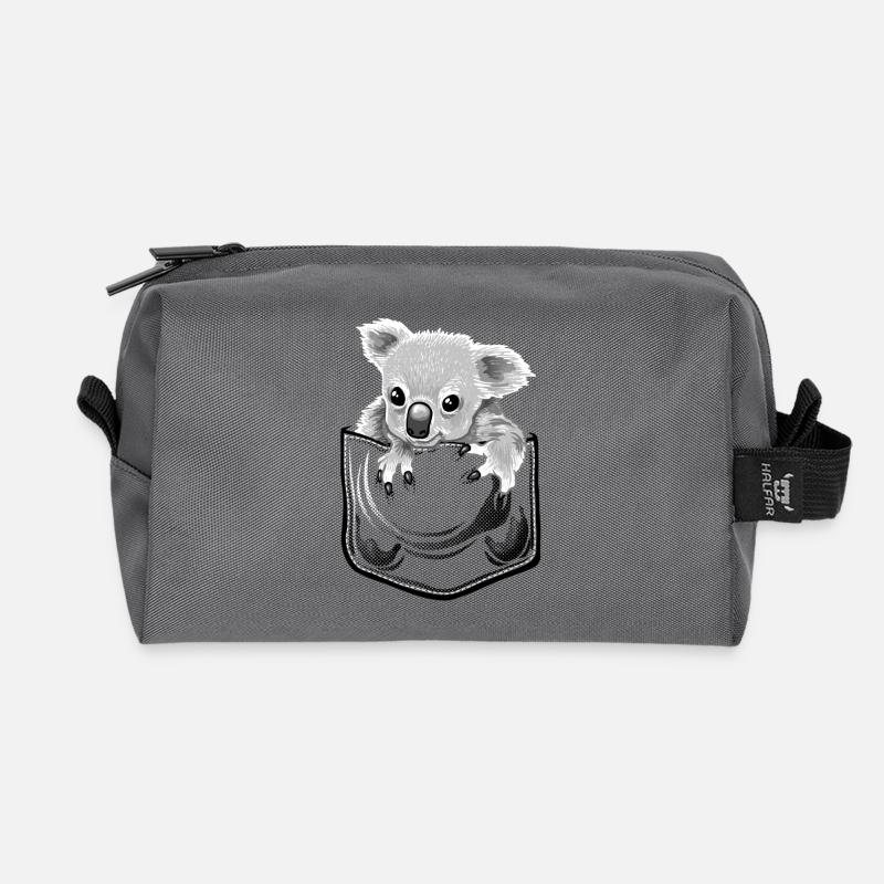 Baby koala in pocket - Recycelte Kulturtasche - Anthrazit
