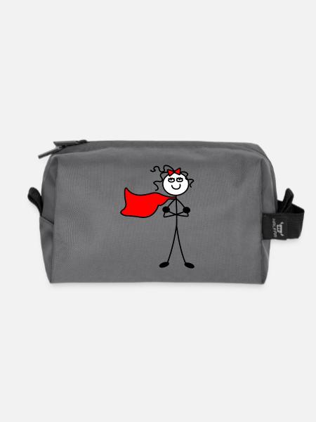 Superwoman oder mit verschränkten Armen - Recycelte Kulturtasche - Anthrazit