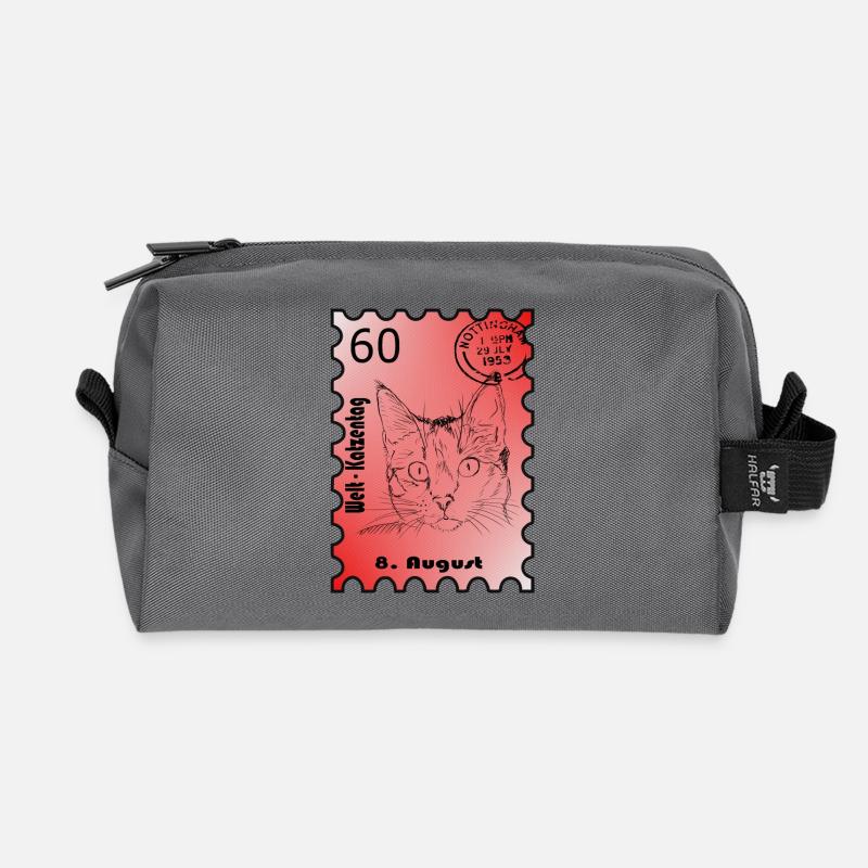 Briefmarke Katzentag - Recycelte Kulturtasche - Anthrazit