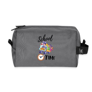 Family outing in a colorful car - Recycled Toiletry Zip Bag - anthracite - Front