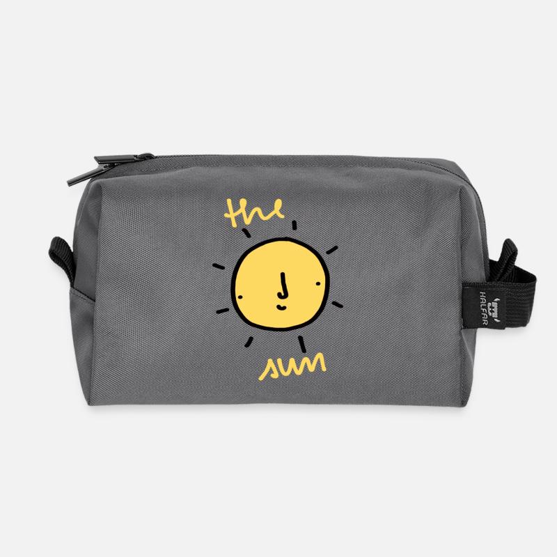 Minimalistische Sonnengesicht Illustration - Recycelte Kulturtasche - Anthrazit
