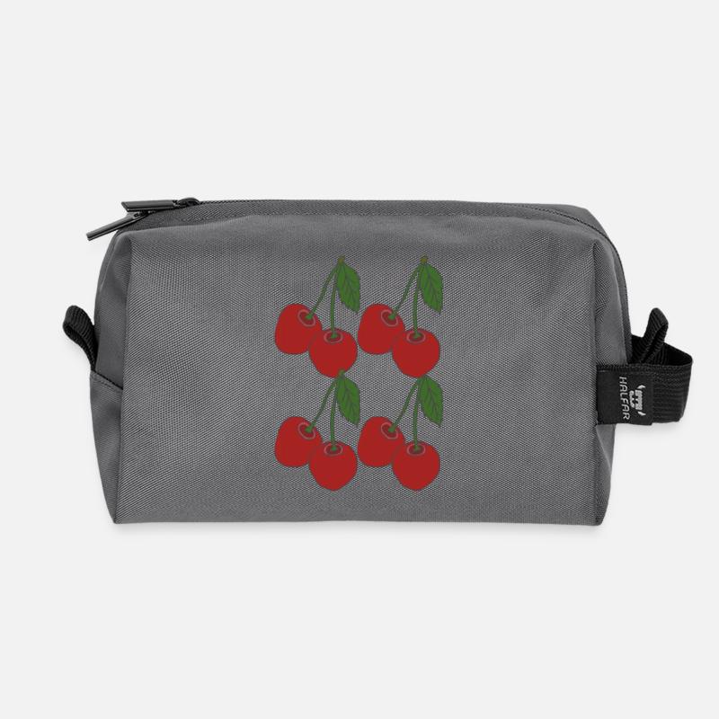 kirschen 4fach - Recycelte Kulturtasche - Anthrazit