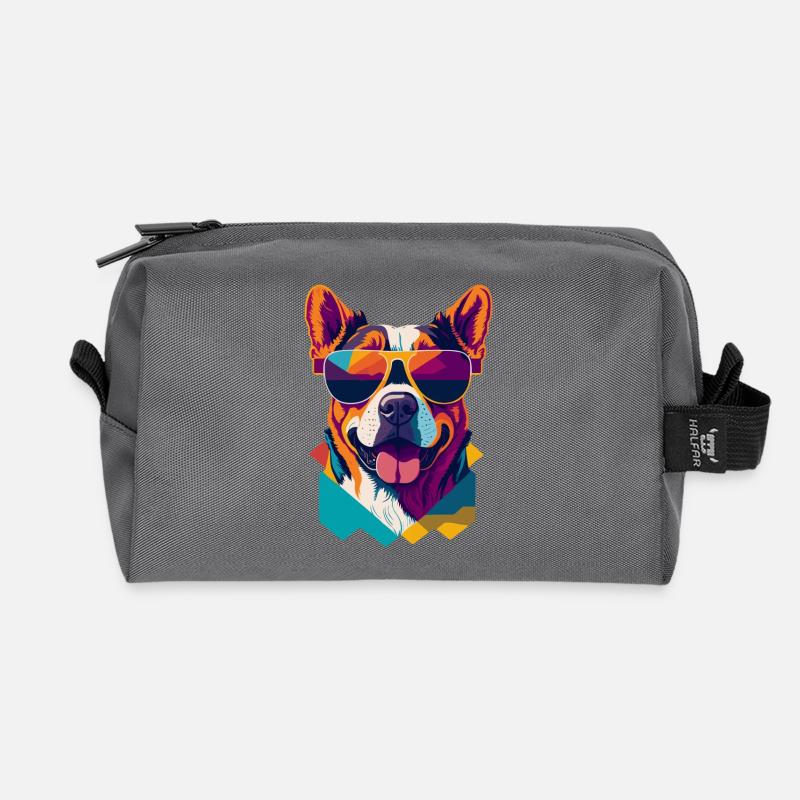 Pawsome Attitude: Retro Hunde-T-Shirt - Recycelte Kulturtasche - Anthrazit