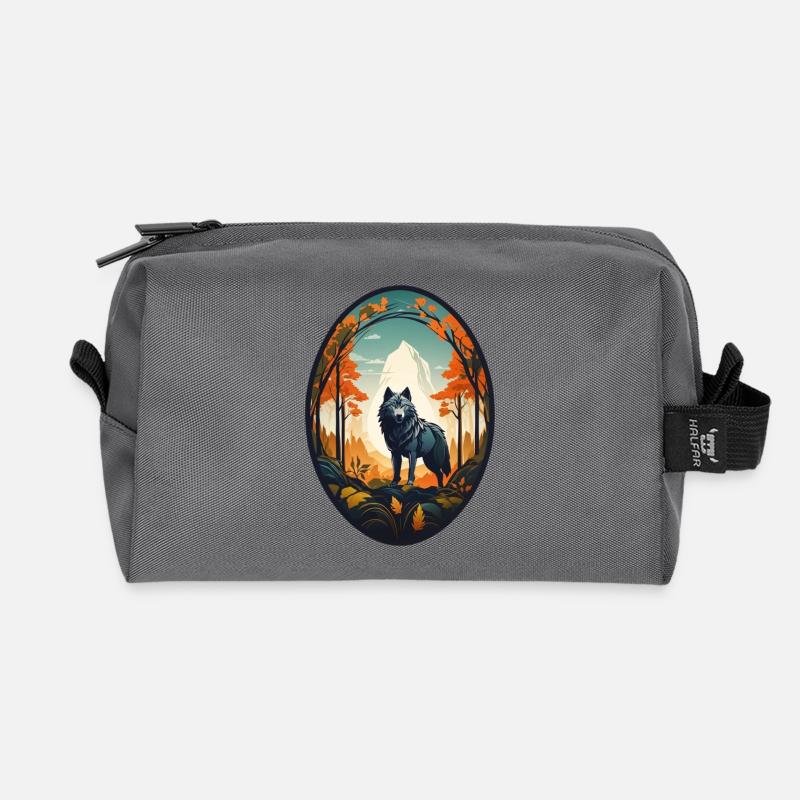 Waldbewohner Wolf - Recycelte Kulturtasche - Anthrazit