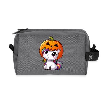 Halloween Licorne Citrouille Mignon Excentrique - Trousse de toilette en tissu recyclé - anthracite - Devant