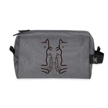 Retro Katzen Familie Katze 80er 90er Vintage - Recycelte Kulturtasche - Anthrazit - Vorne