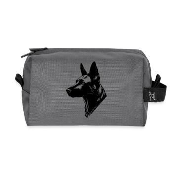 Portrait Malinois Belge Berger Belge - Trousse de toilette en tissu recyclé - anthracite - Devant