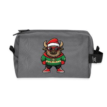 Bison Weihnachten Cool X-Mas - Recycelte Kulturtasche - Anthrazit - Vorne