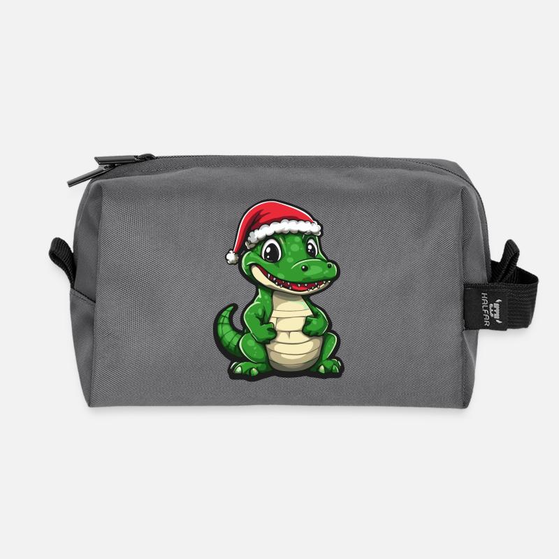 Alligator Weihnachten - Recycelte Kulturtasche - Anthrazit
