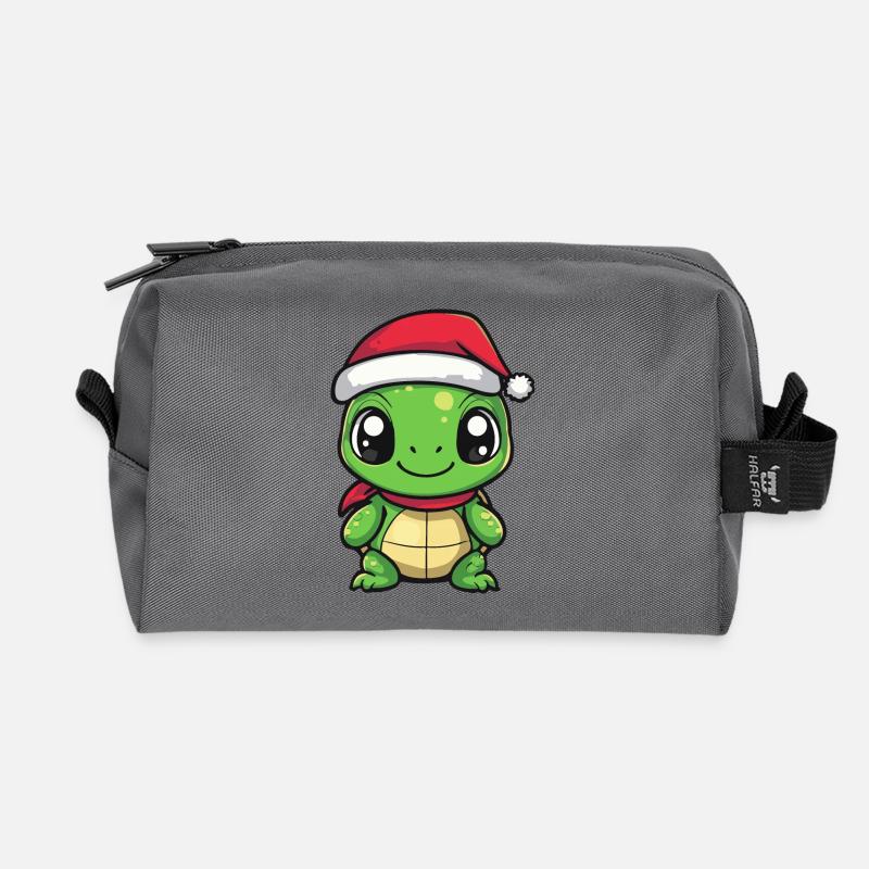 Turtle Christmas - Recycled Toiletry Zip Bag - anthracite
