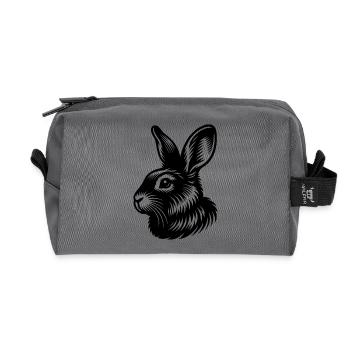 Petit lapin mignon avec de grandes oreilles - Trousse de toilette en tissu recyclé - anthracite - Devant