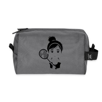 Joueur de badminton style dessin animé - Trousse de toilette en tissu recyclé - anthracite - Devant