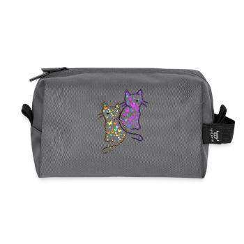 années 80 des années 90 chats chat été enfant enfants bébé - Trousse de toilette en tissu recyclé - anthracite - Devant