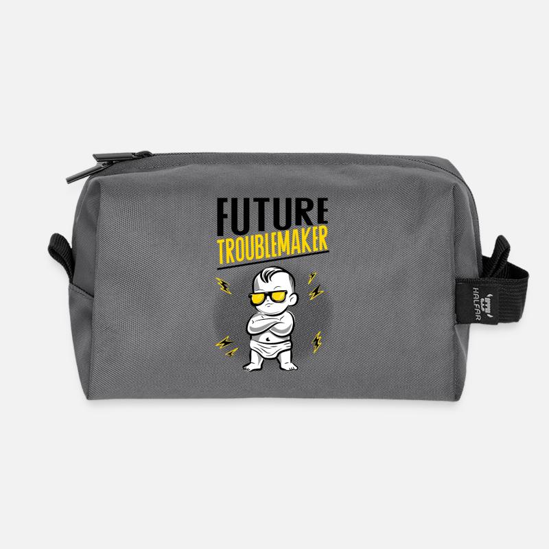 Future Troublemaker Baby Design - Recycled Toiletry Zip Bag - anthracite