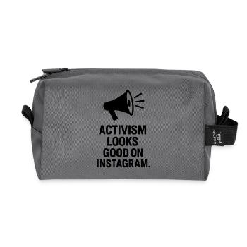 Activism looks goog on instagram - Recycled Toiletry Zip Bag - anthracite - Front