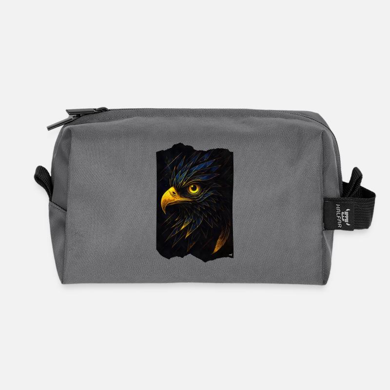 Glowing eagle's head in the dark - Recycled Toiletry Zip Bag - anthracite