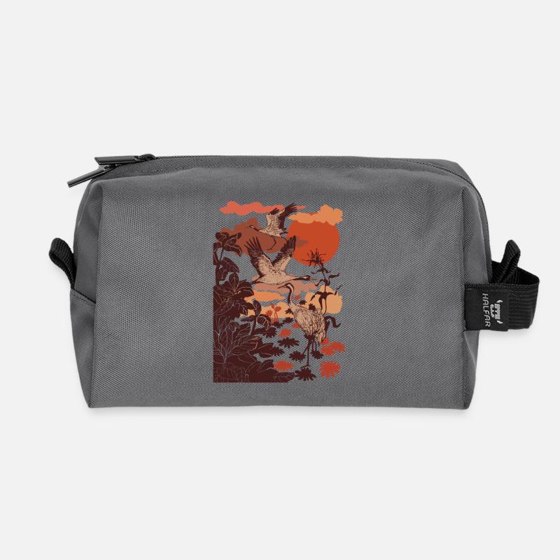 CRANES - Recycled Toiletry Zip Bag - anthracite