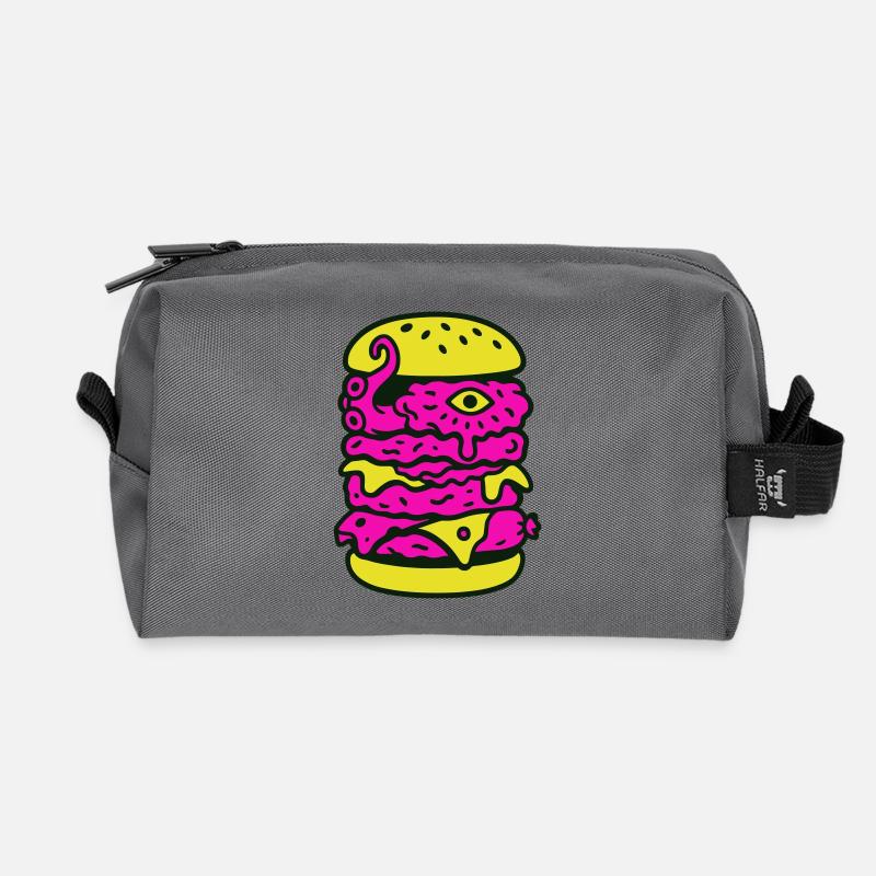 Monsterburger im Pop-Art Stil - Recycelte Kulturtasche - Anthrazit