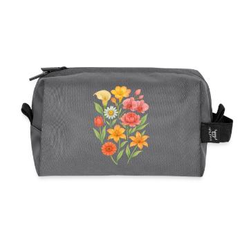 Elegant pastel floral arrangement - Recycled Toiletry Zip Bag - anthracite - Front