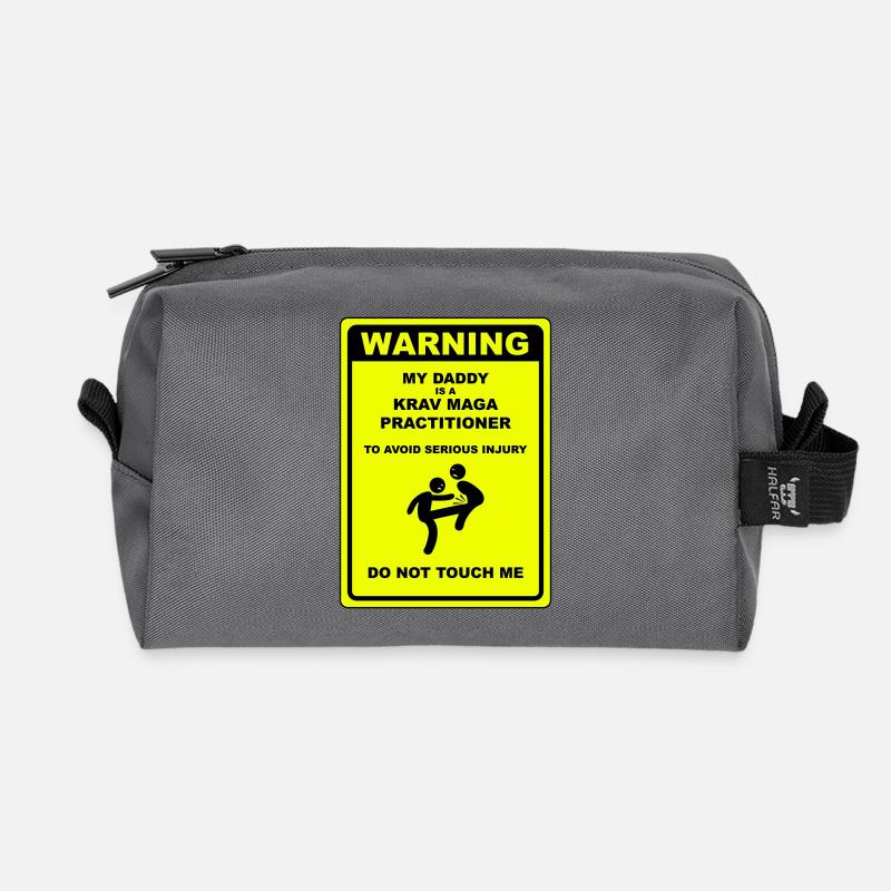 Warning! Daddy does Krav Maga! - Recycled Toiletry Zip Bag - anthracite