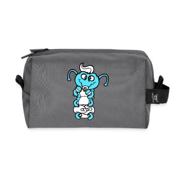 Hochet bébé chenille couche tétine enfant né - Trousse de toilette en tissu recyclé - anthracite - Devant