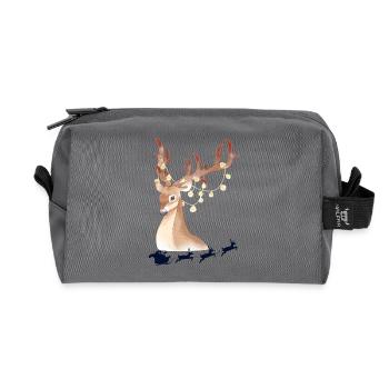 Lights deer in the winter forest - Recycled Toiletry Zip Bag - anthracite - Front