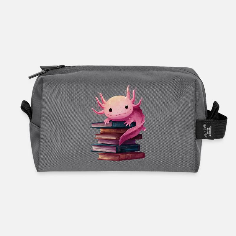 Axolotl Bücher Lesen Bücherwurm - Recycelte Kulturtasche - Anthrazit