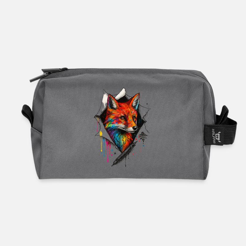 Regenbogenfuchs Kunst mit Farbspritzer - Recycelte Kulturtasche - Anthrazit