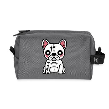 Buldog Français Chien HalloweenDrôle - Trousse de toilette en tissu recyclé - anthracite - Devant