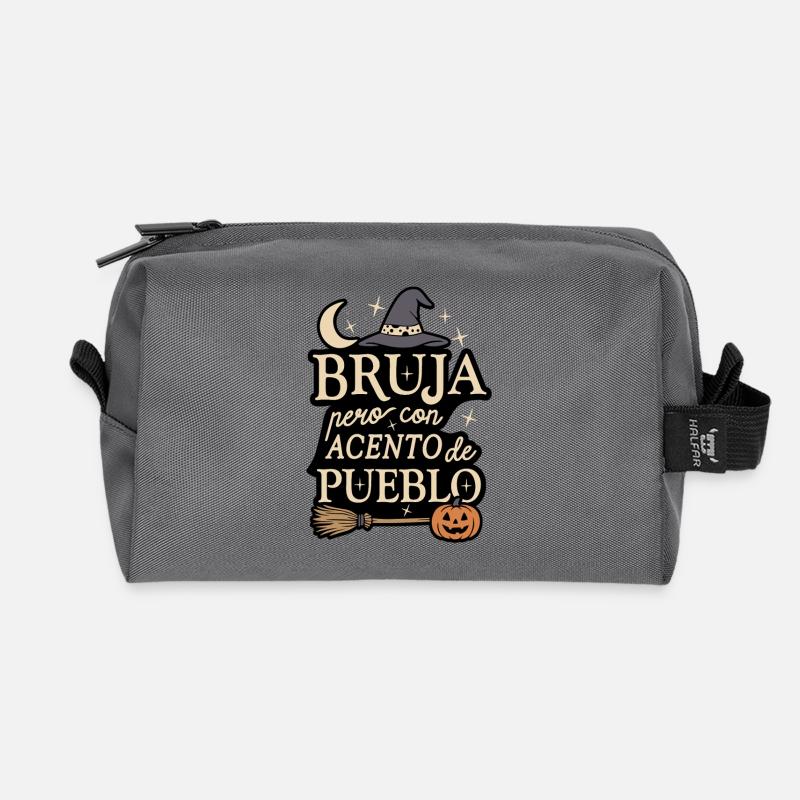 Witch with a Village Accent - Recycled Toiletry Zip Bag - anthracite