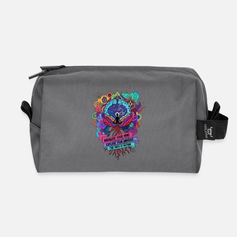 Cosmic Meditation - Recycled Toiletry Zip Bag - anthracite