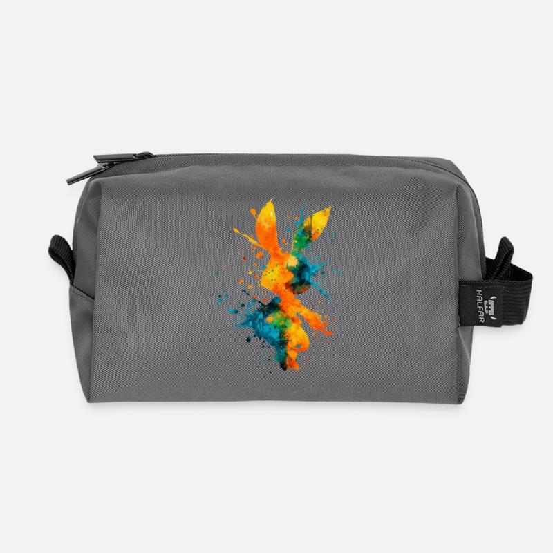 Abstract_Watercolor_Bunny_Rabbit_Splatter - Recycelte Kulturtasche - Anthrazit