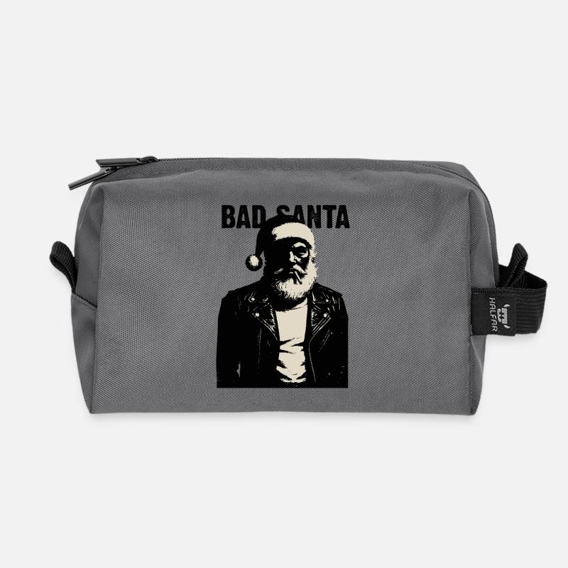 Rebellischer Weihnachtsmann in Lederjacke - Recycelte Kulturtasche - Anthrazit