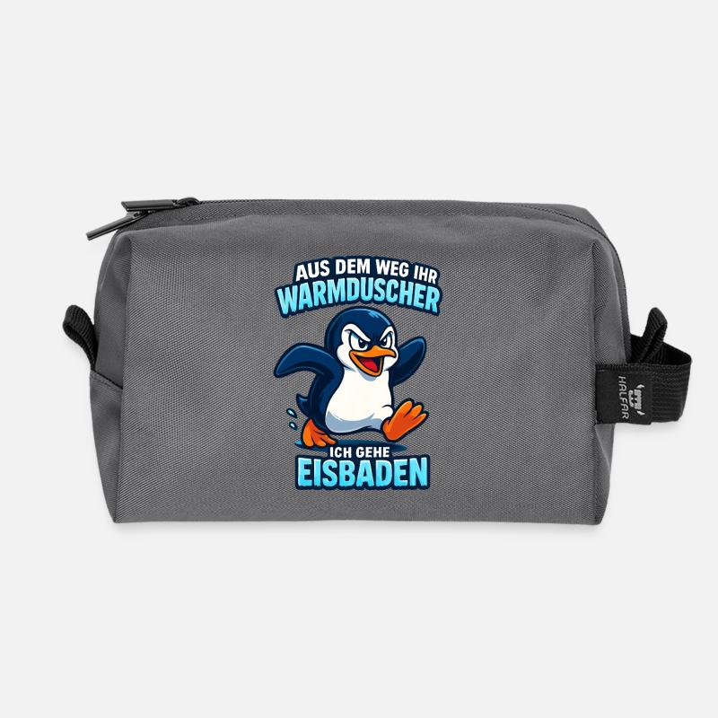 Eisbaden Pingiun Lustiger Spruch - Recycelte Kulturtasche - Anthrazit