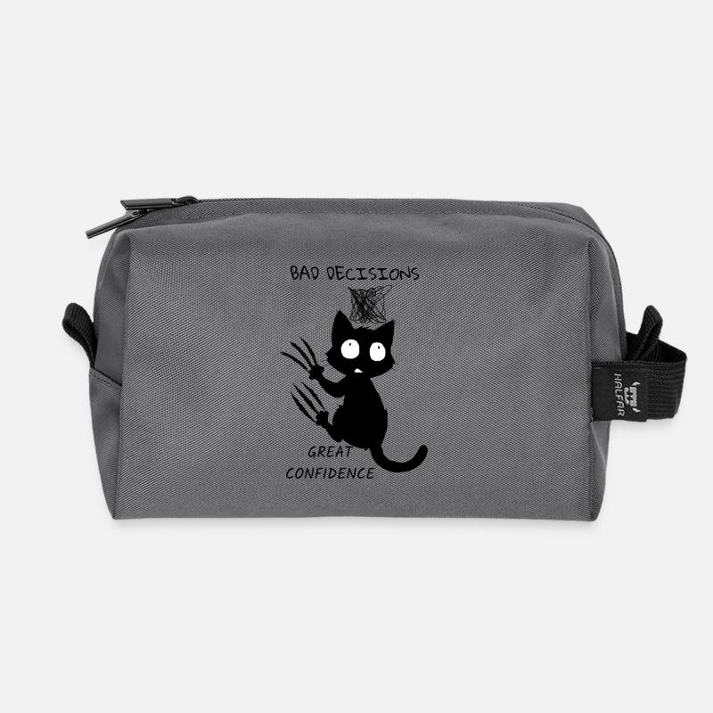 Schwarzes Kätzchen mit großen Augen - Recycelte Kulturtasche - Anthrazit