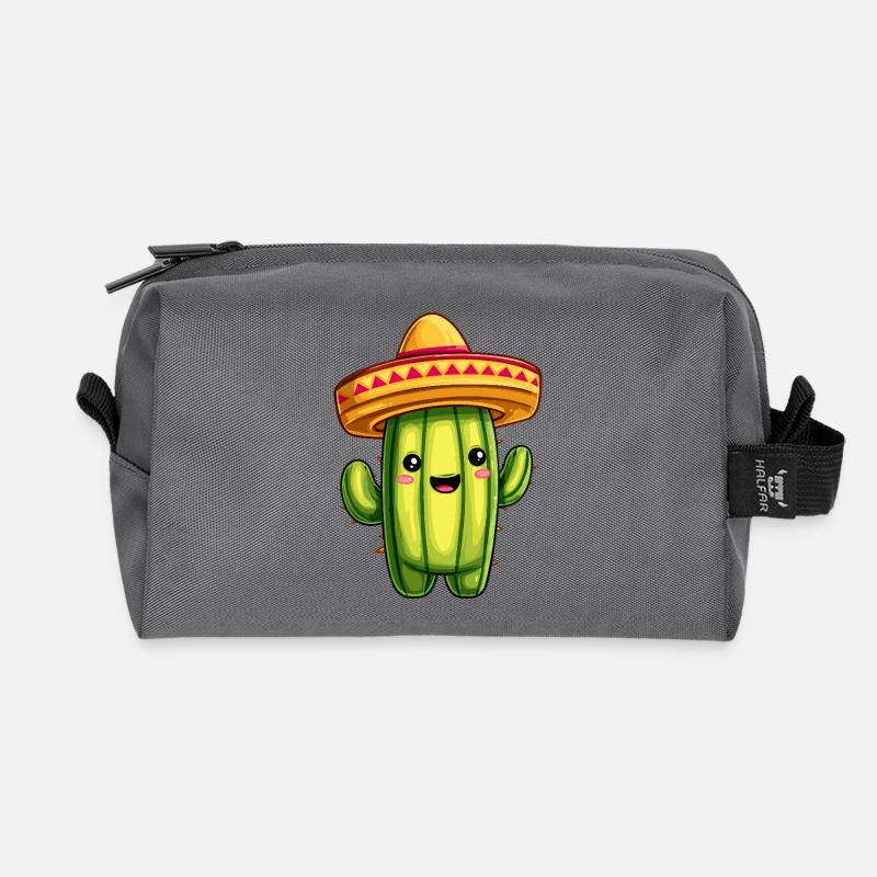 Kaktus mit Sombrero – kawaii Cactus - Recycelte Kulturtasche - Anthrazit