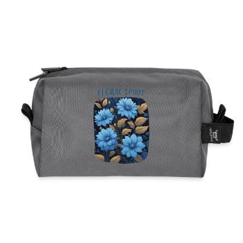 Blue Flowers - Recycled Toiletry Zip Bag - anthracite - Front