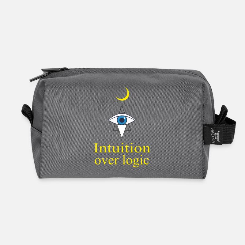 Intuition Over Logic - Recycled Toiletry Zip Bag - anthracite