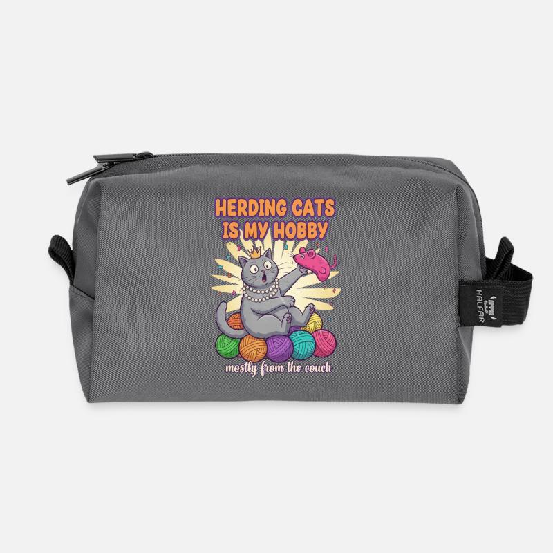 Herding Cats Is My Hobby – Lustiges Katzen Design  - Recycelte Kulturtasche - Anthrazit