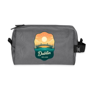 Dublin Ha'penny Bridge Irland Retro Sonnenuntergangsabzeichen - Recycelte Kulturtasche - Anthrazit - Vorne