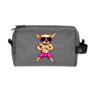 Fitness Chihuahua - Recycled Toiletry Zip Bag - anthracite - Front