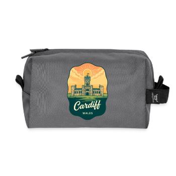 Cardiff Wales Retro Sunset Reiseabzeichen - Recycelte Kulturtasche - Anthrazit - Vorne