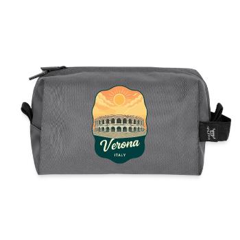 Verona Roman Arena Vintage Reiseabzeichen - Recycelte Kulturtasche - Anthrazit - Vorne
