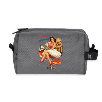 Retro 50s Diner Pin-Up: Rockabella & MilchshakeRet - Recycelte Kulturtasche - Anthrazit - Vorne