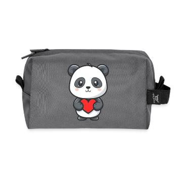 Süßes Baby-Panda mit Herz - Recycelte Kulturtasche - Anthrazit - Vorne