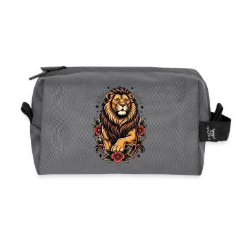 Löwe Floralinspiration - Recycelte Kulturtasche - Anthrazit - Vorne