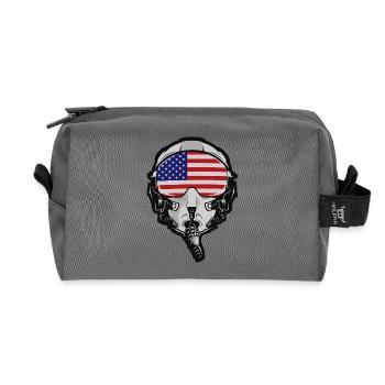 US Pilot Helmet with American Flag - Recycled Toiletry Zip Bag - anthracite - Front