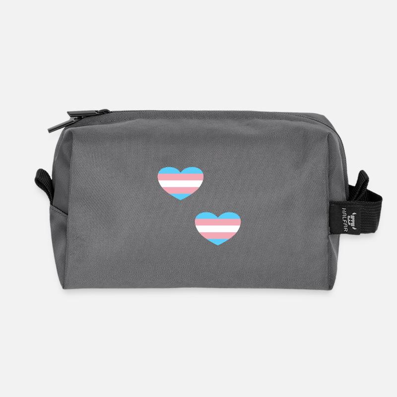 Trans Flagge Herzen - Recycelte Kulturtasche - Anthrazit