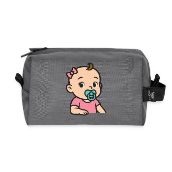 Baby with pacifier cartoon girl - Recycled Toiletry Zip Bag - anthracite - Front