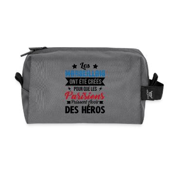 Marseillais Humour Anti Parisien Cadeau Marseille - Trousse de toilette en tissu recyclé - anthracite - Devant